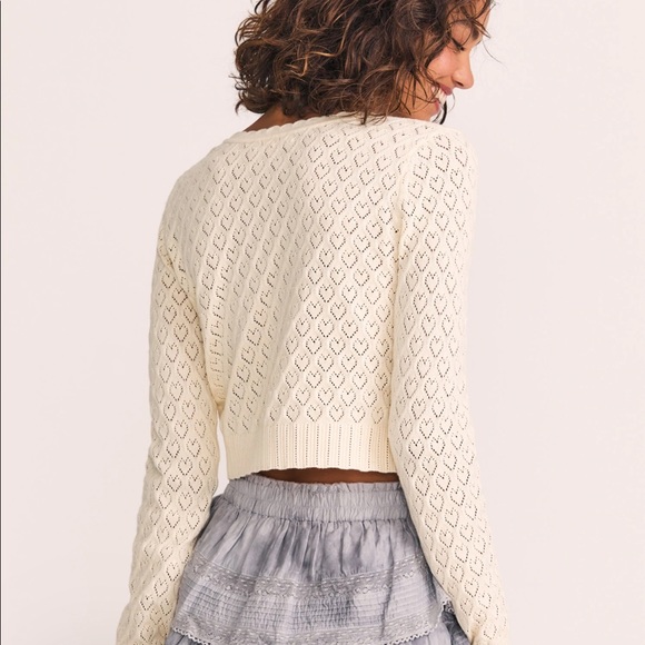 NWT LoveShackFancy Janie Cropped Cardigan - Picture 2 of 5